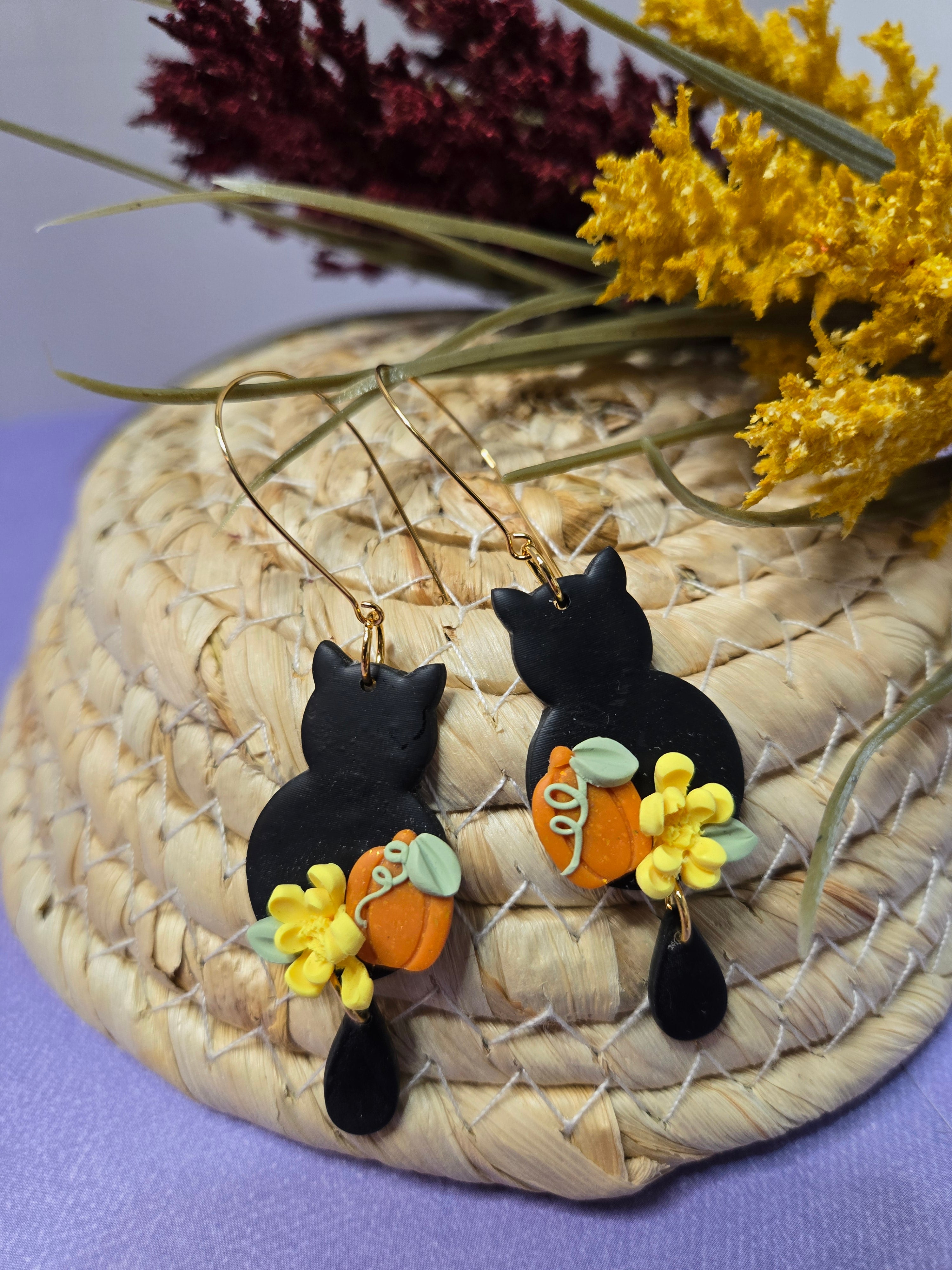 Black Cat & Pumpkin Dangles