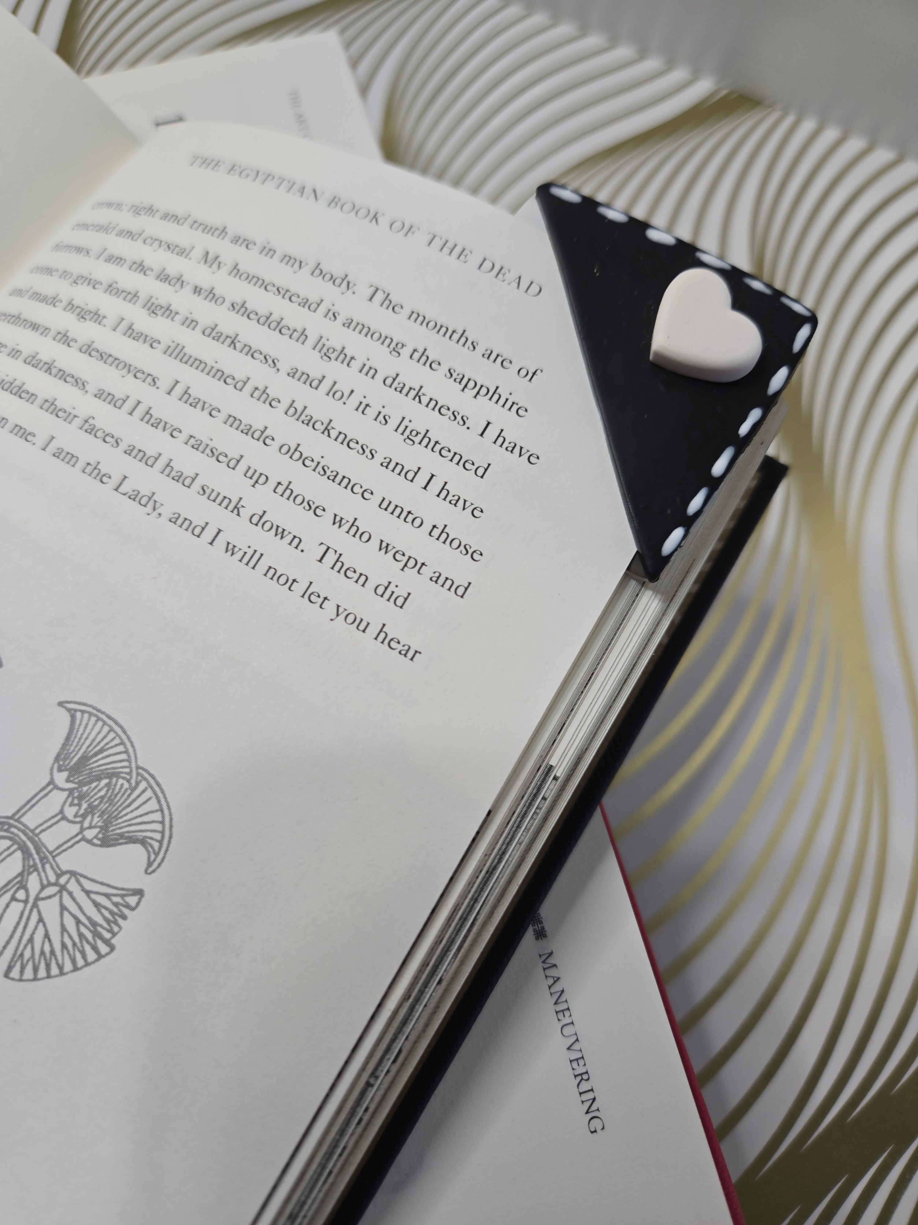 Black and White Marble Heart Corner Bookmark