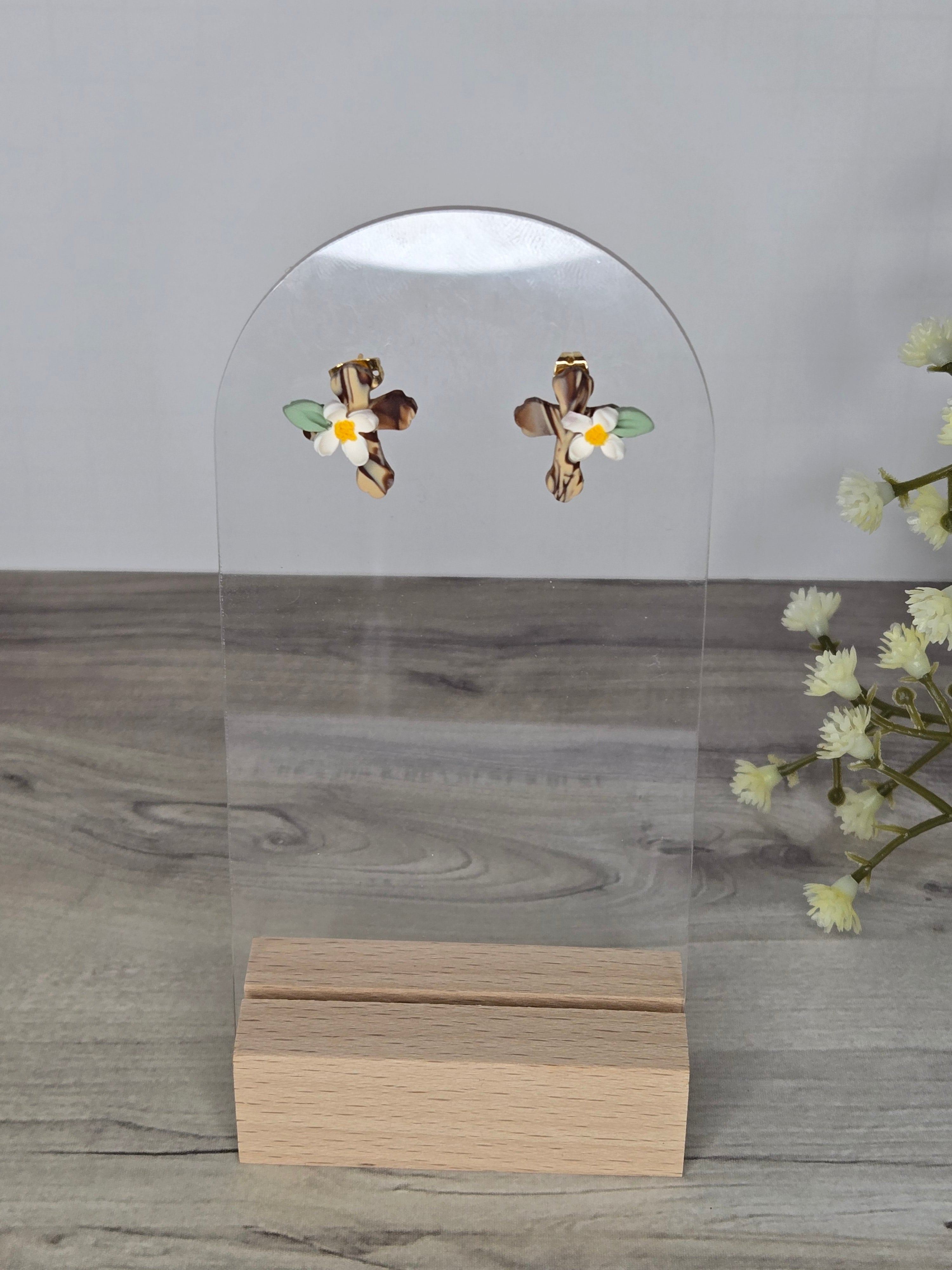 Cross with Flower Studs