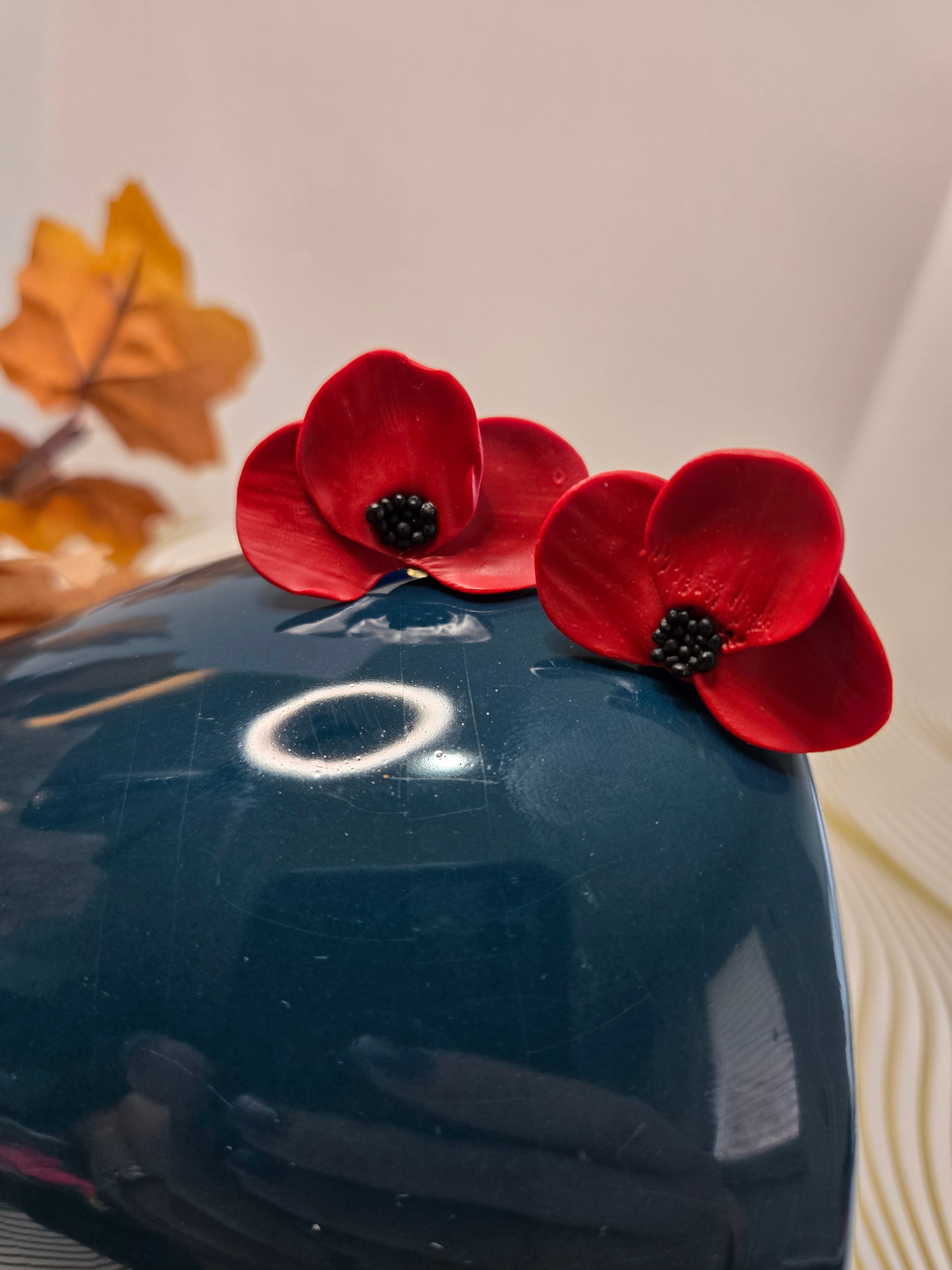 Red Poppy Studs