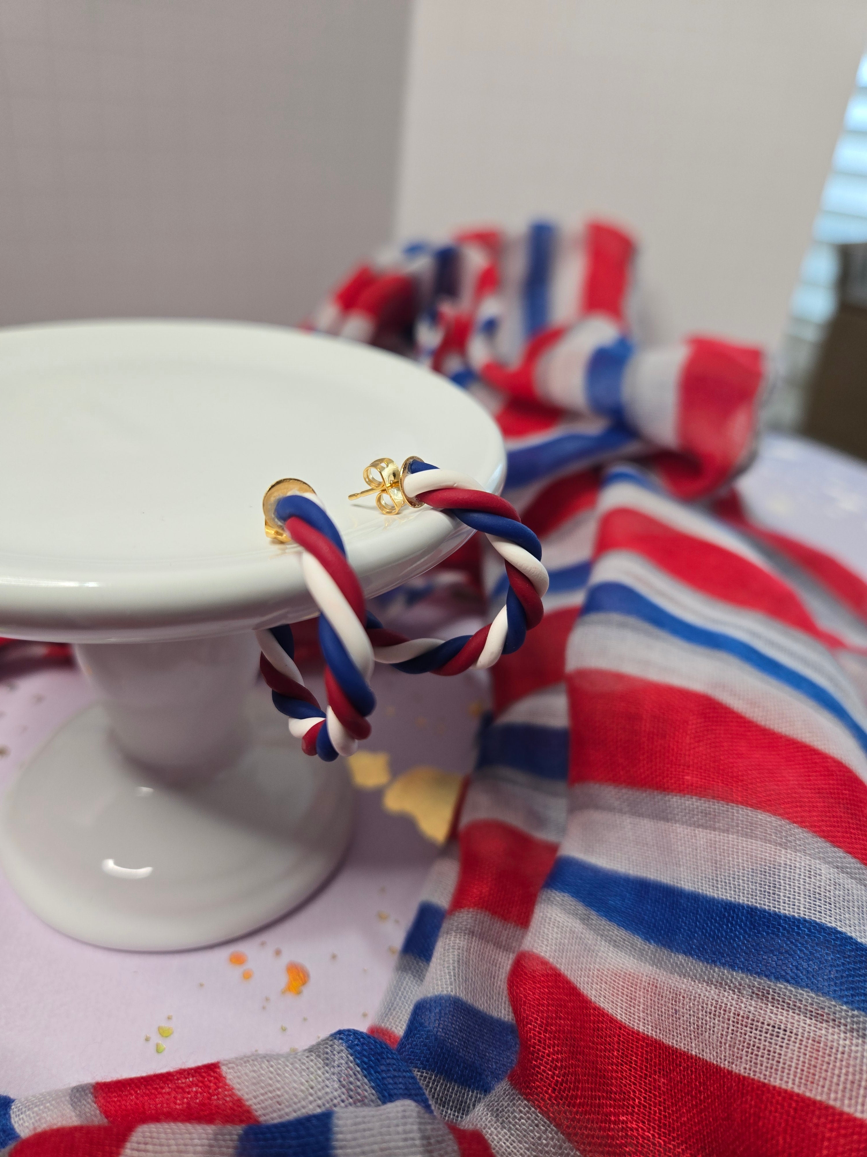Red, White & Blue Twist Hoops - Small
